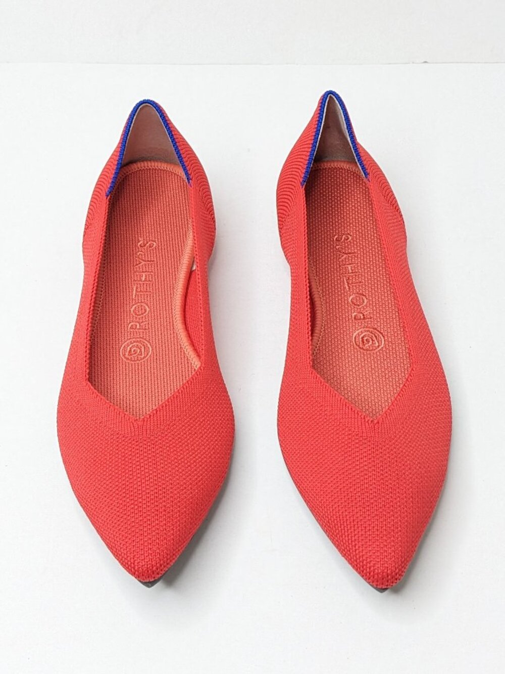Rothy's The Point II Pointed Toe Ballet Flats Flame Red Womens 8